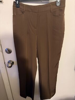 Tahari ASL Brown Straight-Leg Pull-On Trousers